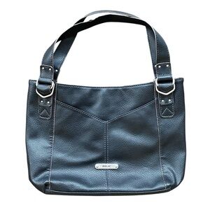 Relic Women’s Black Pebbled Faux Leather Tote Bag Purse Travel Snap Closure